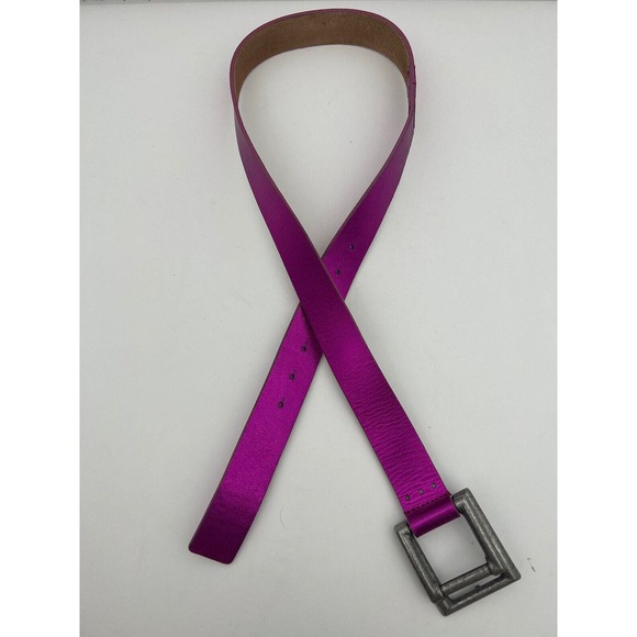 New Free People Rowan Leather Pink Purple Metallic Belt Size Small / Medium - Picture 4 of 7